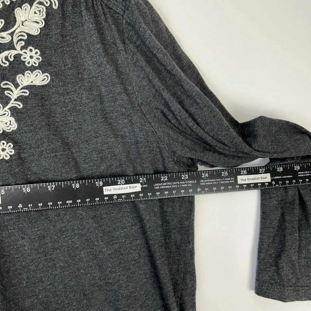 J Jill Womens Embroidered Top Size 2X Gray Button Up Modal‎ Stretchy Basic